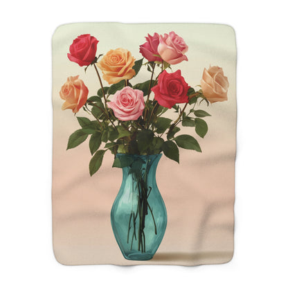 Flowers in Vase- Sherpa Fleece Blanket