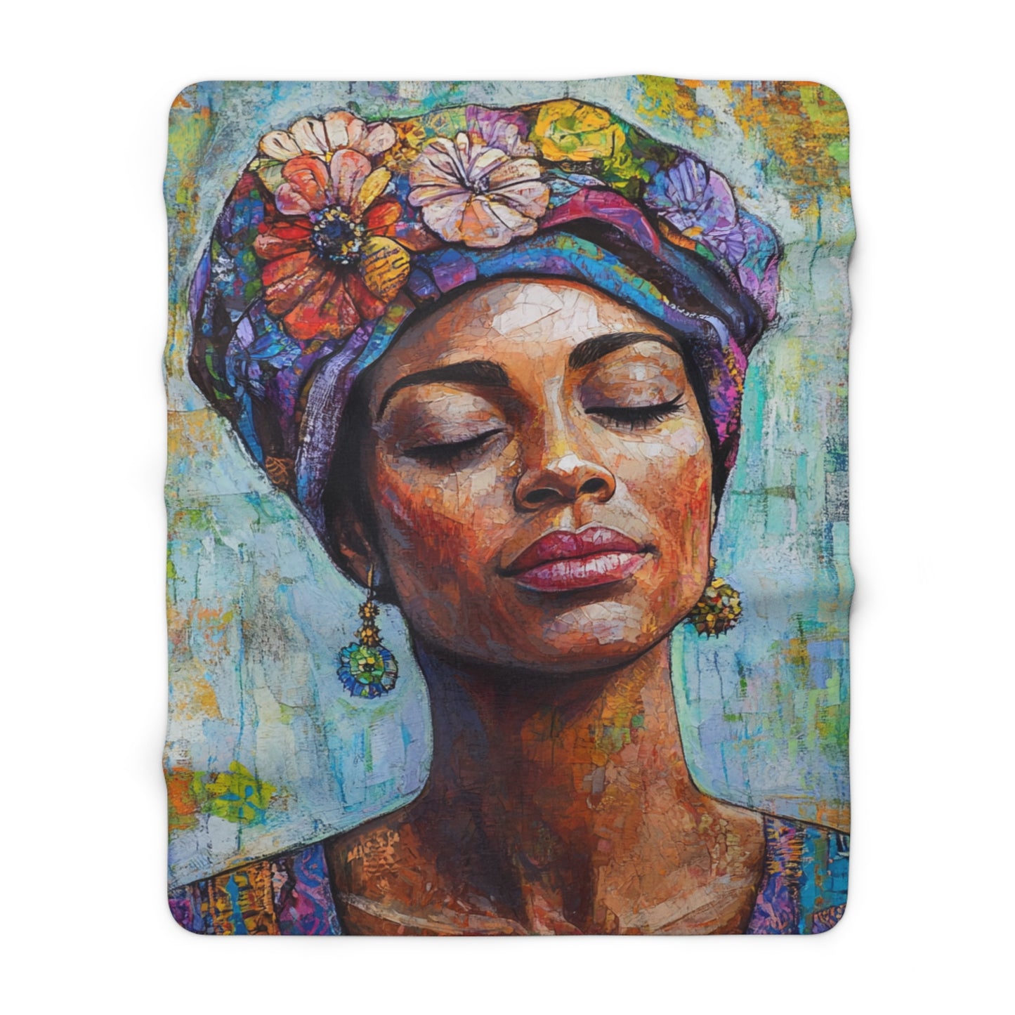 Boho Serenity Sherpa Fleece Blanket - Cozy Floral Art Throw