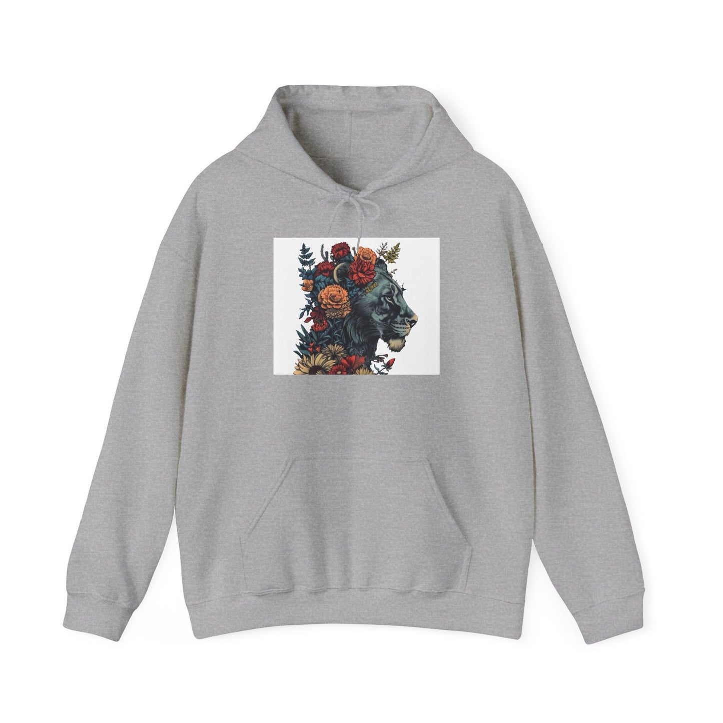 Lion with Floral Head Dress - Unisex Heavy Blend™ Hooded Sweatshirt