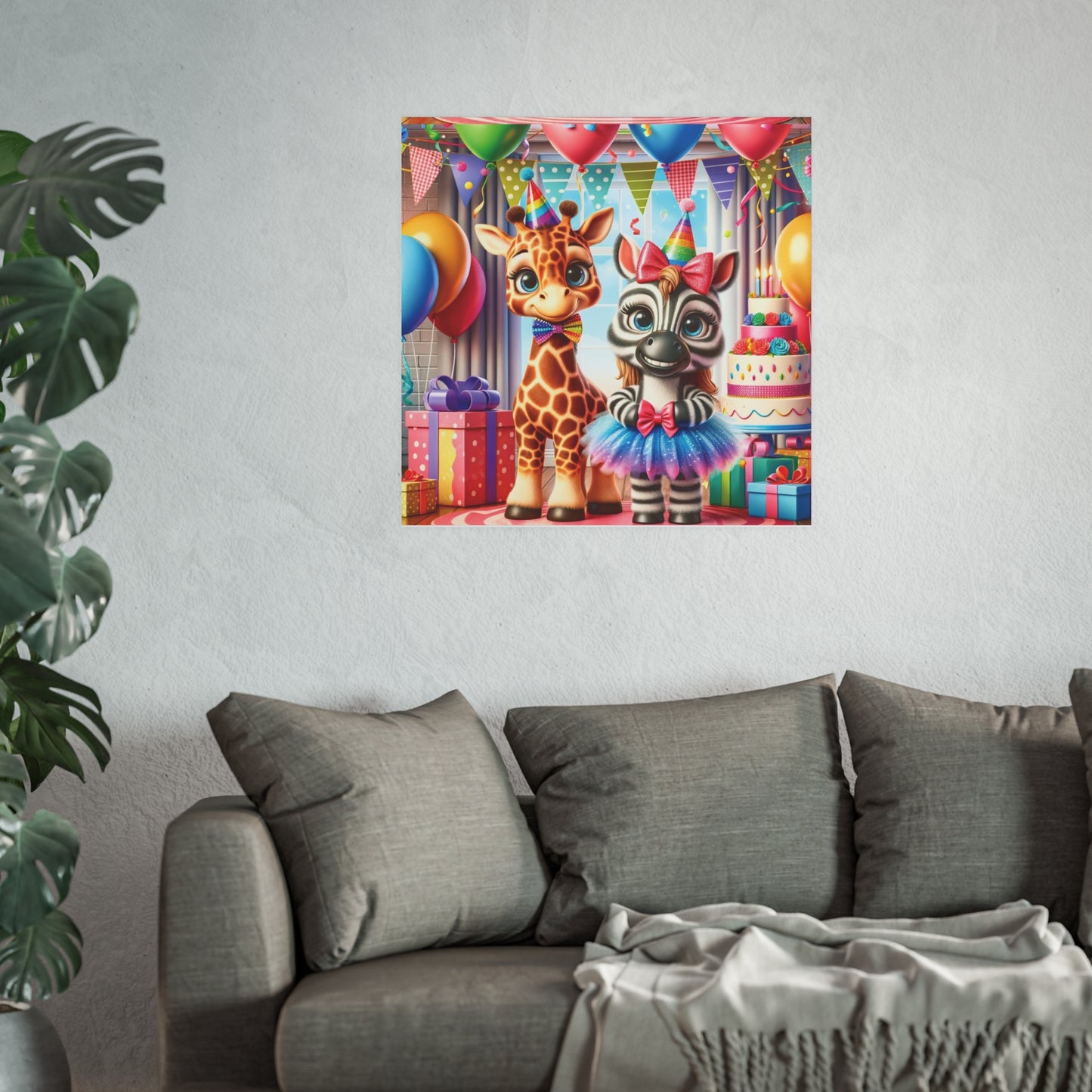 Whimsical Animal Party Poste Print - Fun for Kids' Celebrations