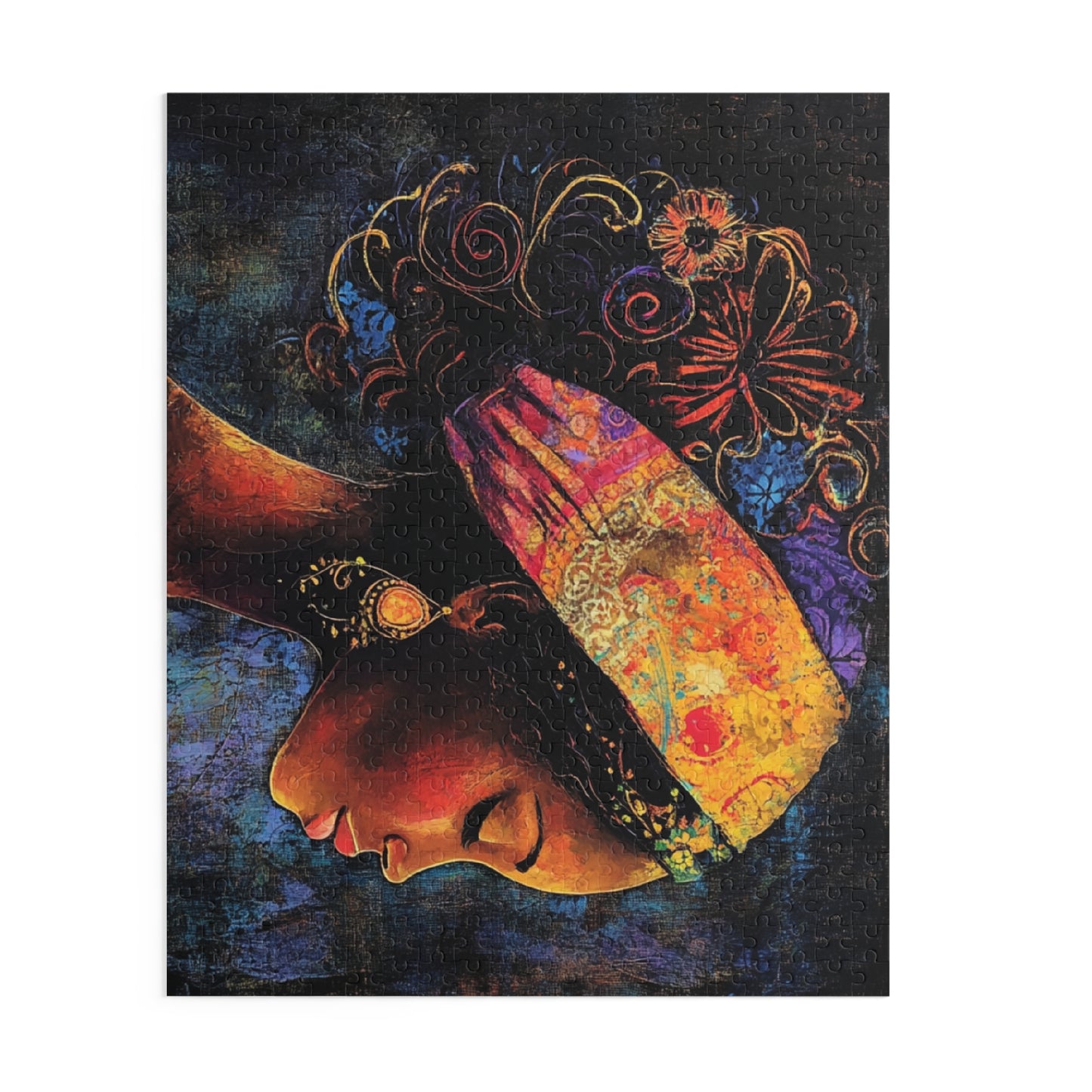 Artistic 500-Piece Puzzle - Beautiful Profile Design with Colorful Headwrap
