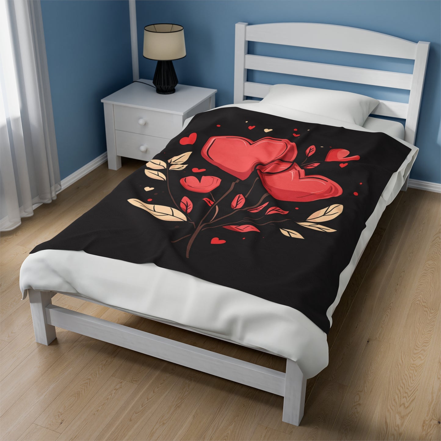 Heart Flowers - Velveteen Plush Blanket