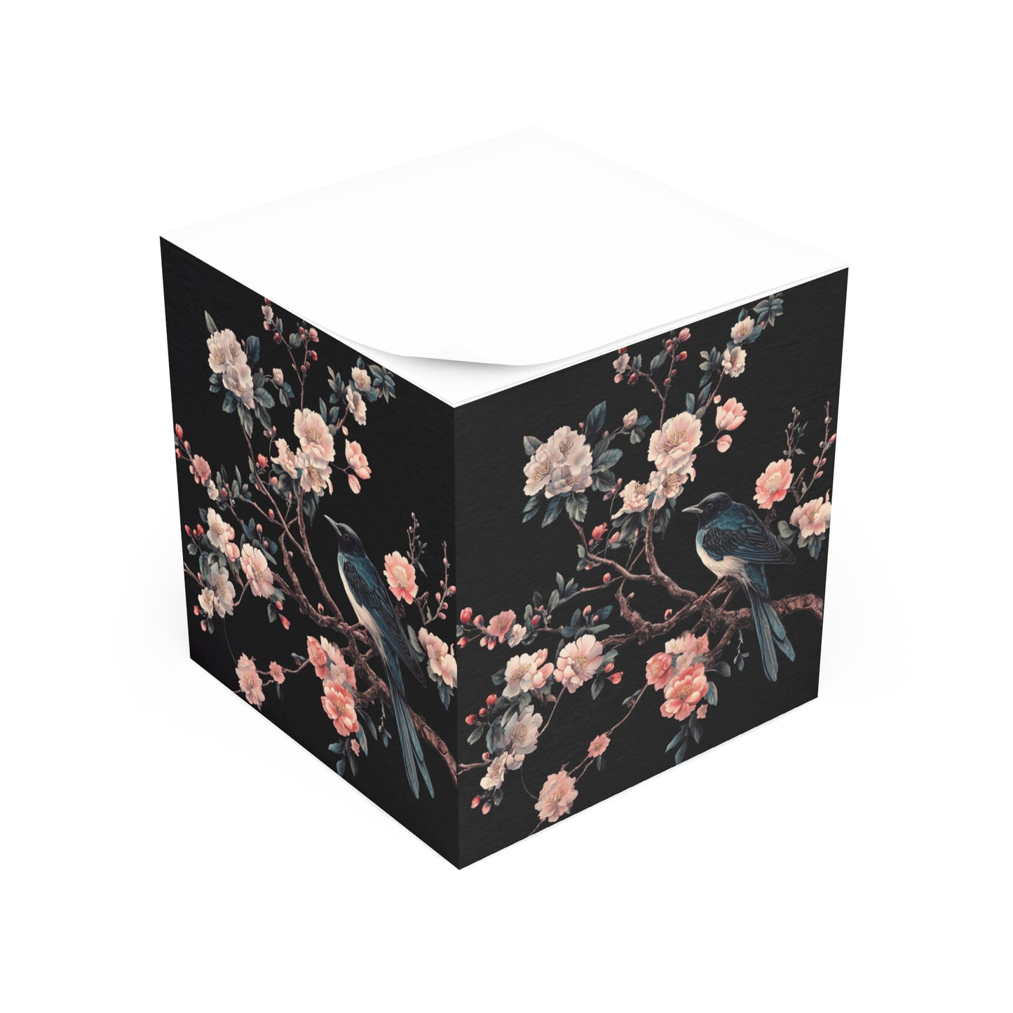 Elegant Floral Bird Note Cube - Stylish Desk Accessory for Home and Office