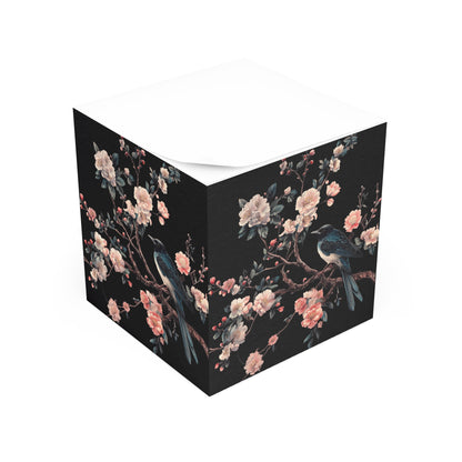 Elegant Floral Bird Note Cube - Stylish Desk Accessory for Home and Office