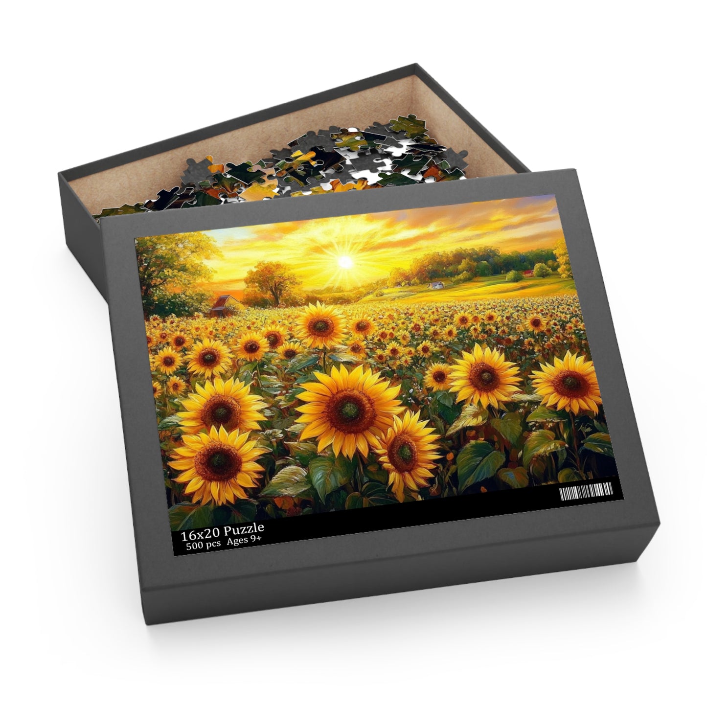 Sunflower Fields Puzzle - 120, 252, 500-Piece Scenic Jigsaw for Nature Lovers
