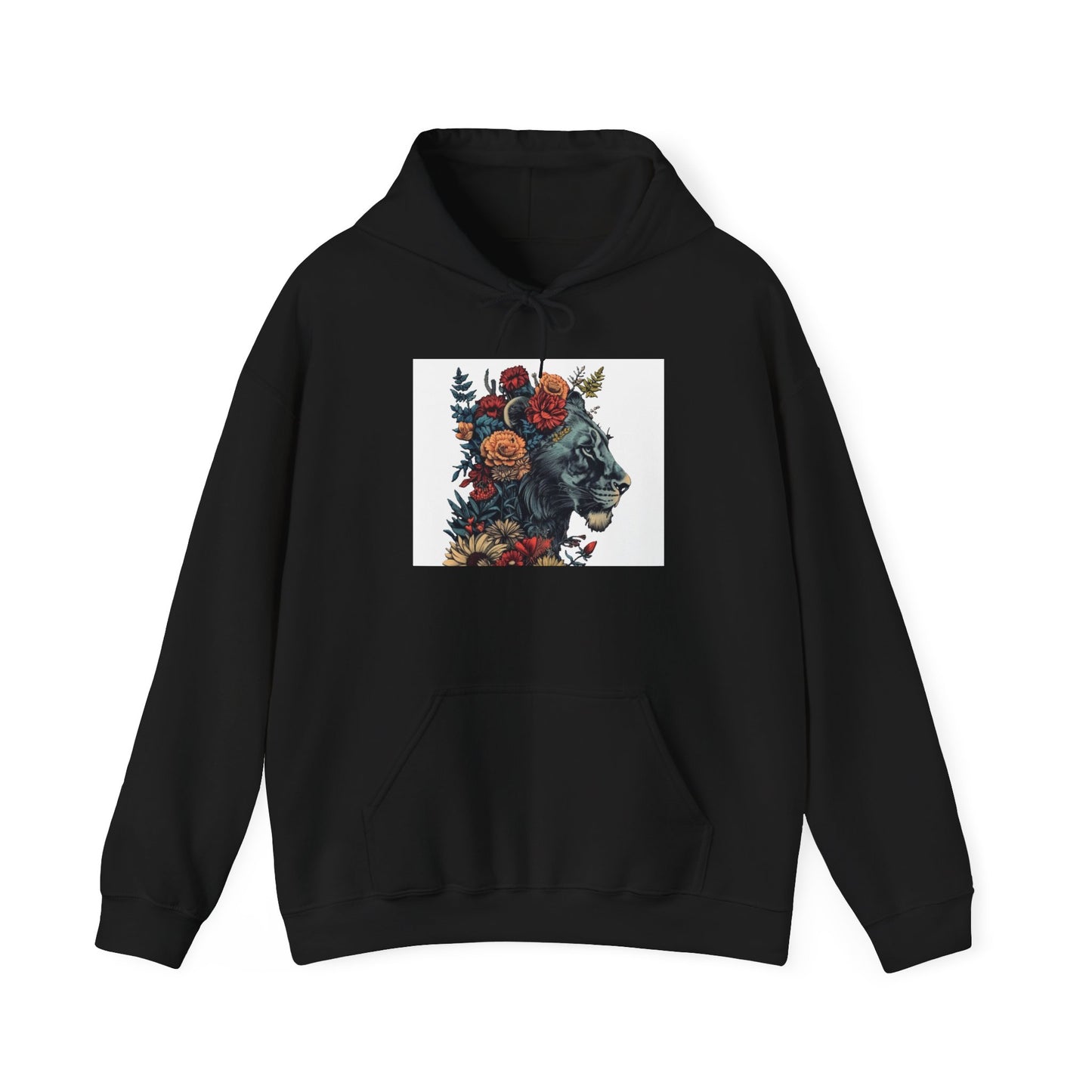 Lion with Floral Head Dress - Unisex Heavy Blend™ Hooded Sweatshirt