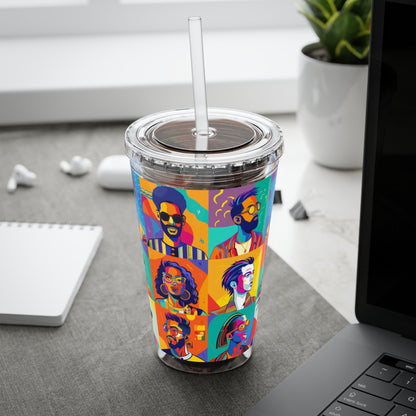 Vibrant Art Tumbler - Colorful 16oz Insulated Cup with Straw, Perfect for Gifts, Summer, Celebrations, and Everyday Use