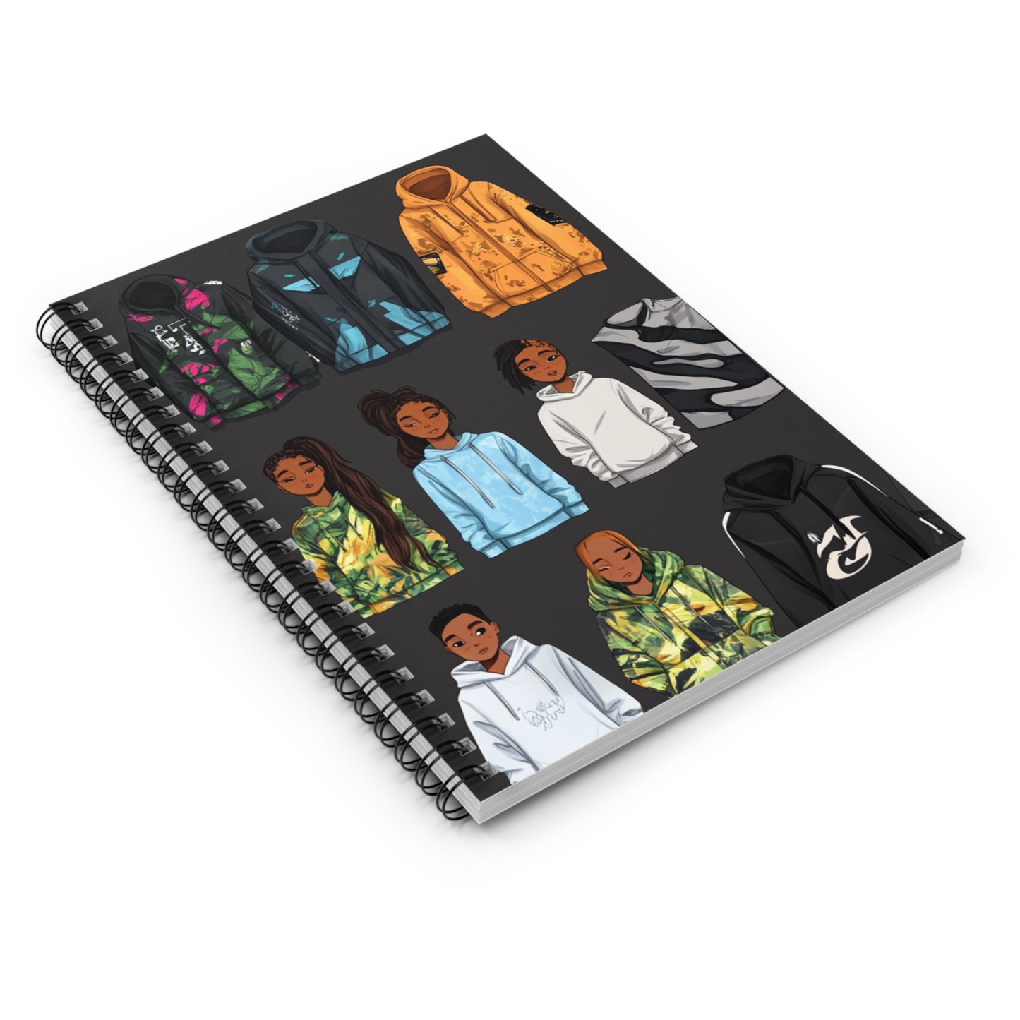 Trendy Kids' Fashion Spiral Notebook - Ruled Line, Fun Hoodies & Jackets Design