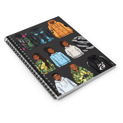 Trendy Kids' Fashion Spiral Notebook - Ruled Line, Fun Hoodies & Jackets Design