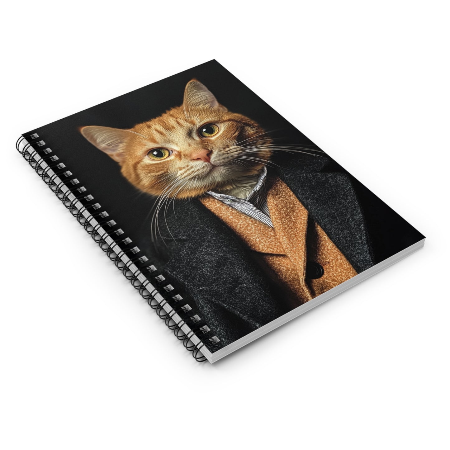 Dapper Cat Spiral Notebook - Stylish Ruled Line Journal for Cat Lovers