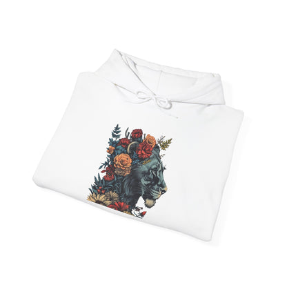 Lion with Floral Head Dress - Unisex Heavy Blend™ Hooded Sweatshirt