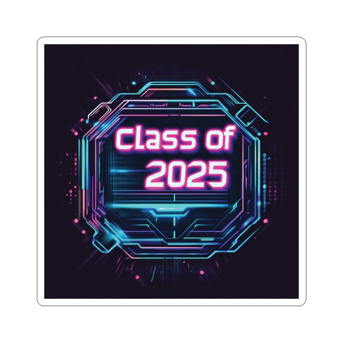 Class of 2025 Tech-Inspired Kiss-Cut Stickers for Graduates