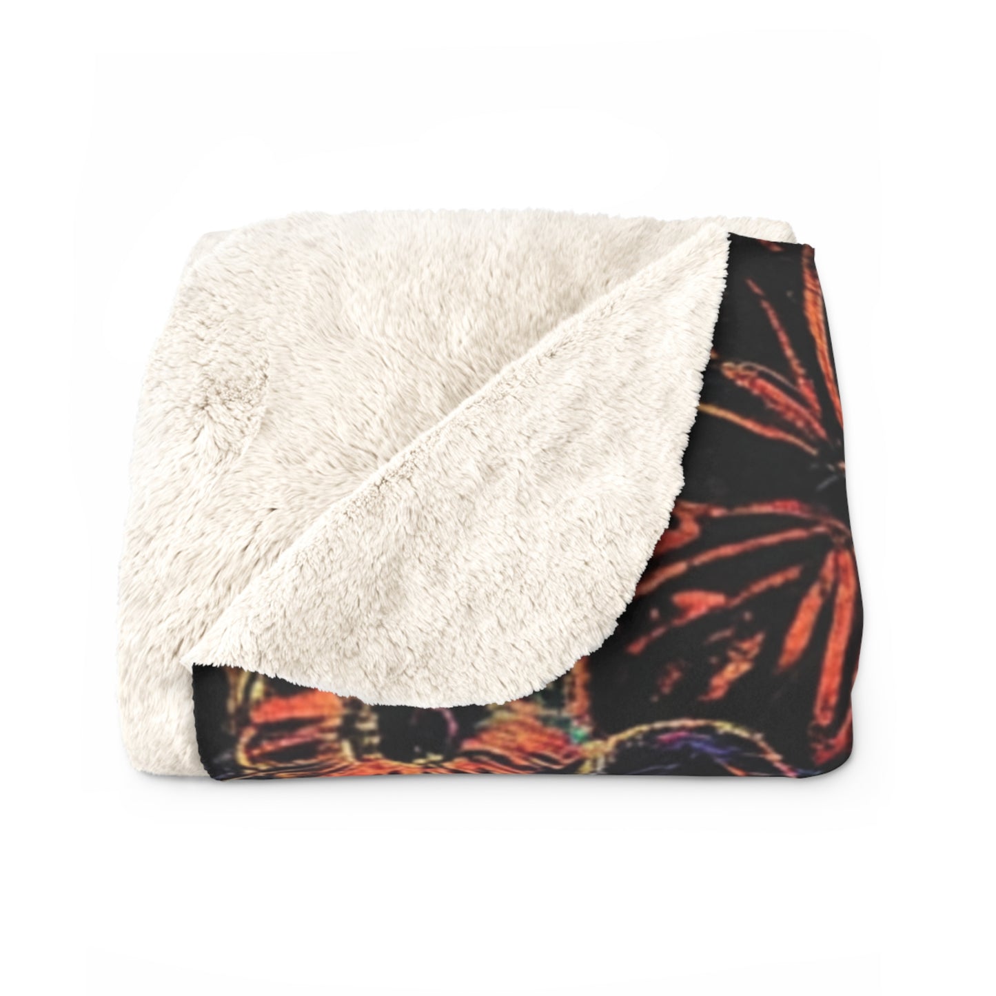 Elegant Sherpa Fleece Blanket - Colorful Artistic Design for Cozy Comfort