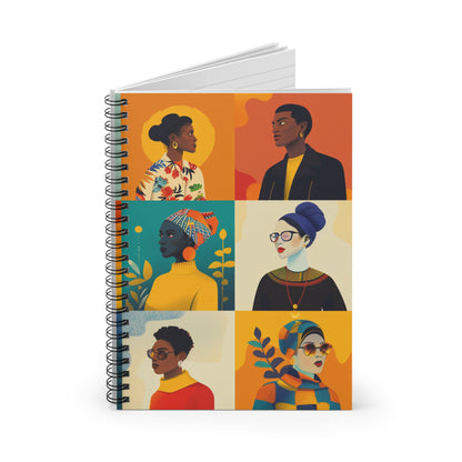 Artistic Spiral Notebook - Vibrant Women Illustrations, Journal, Sketchbook, Gift for Creatives, School Supplies, Boho Decor