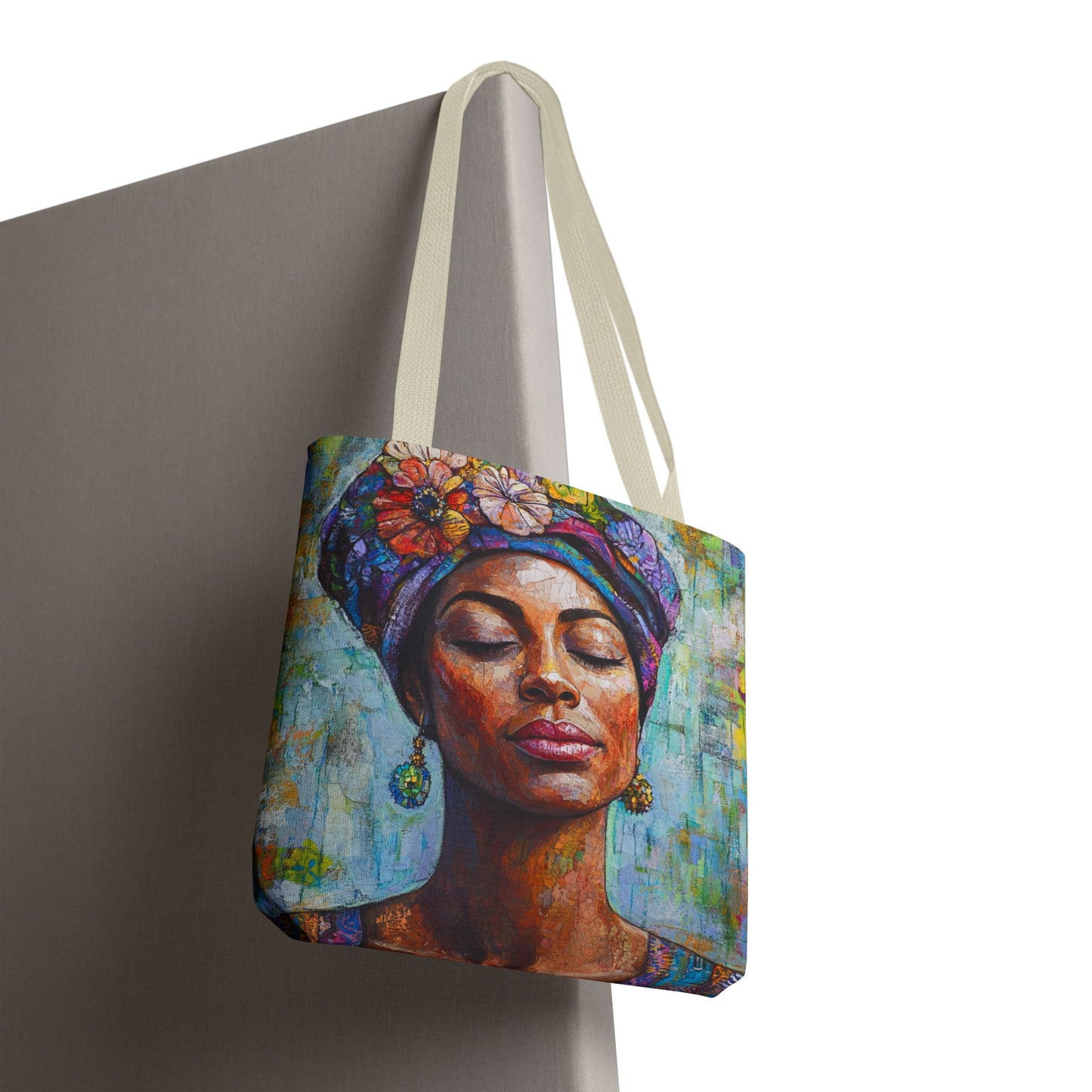 Vibrant Art Tote Bag with Floral Design