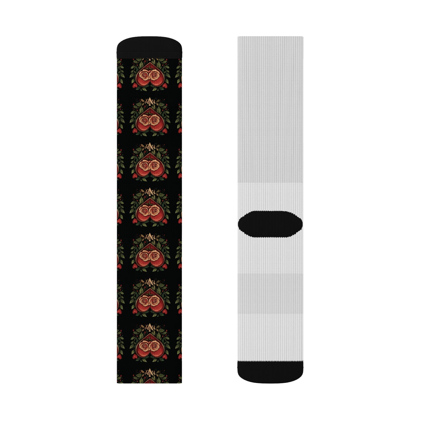 Black & Red Hearts - Sublimation Socks