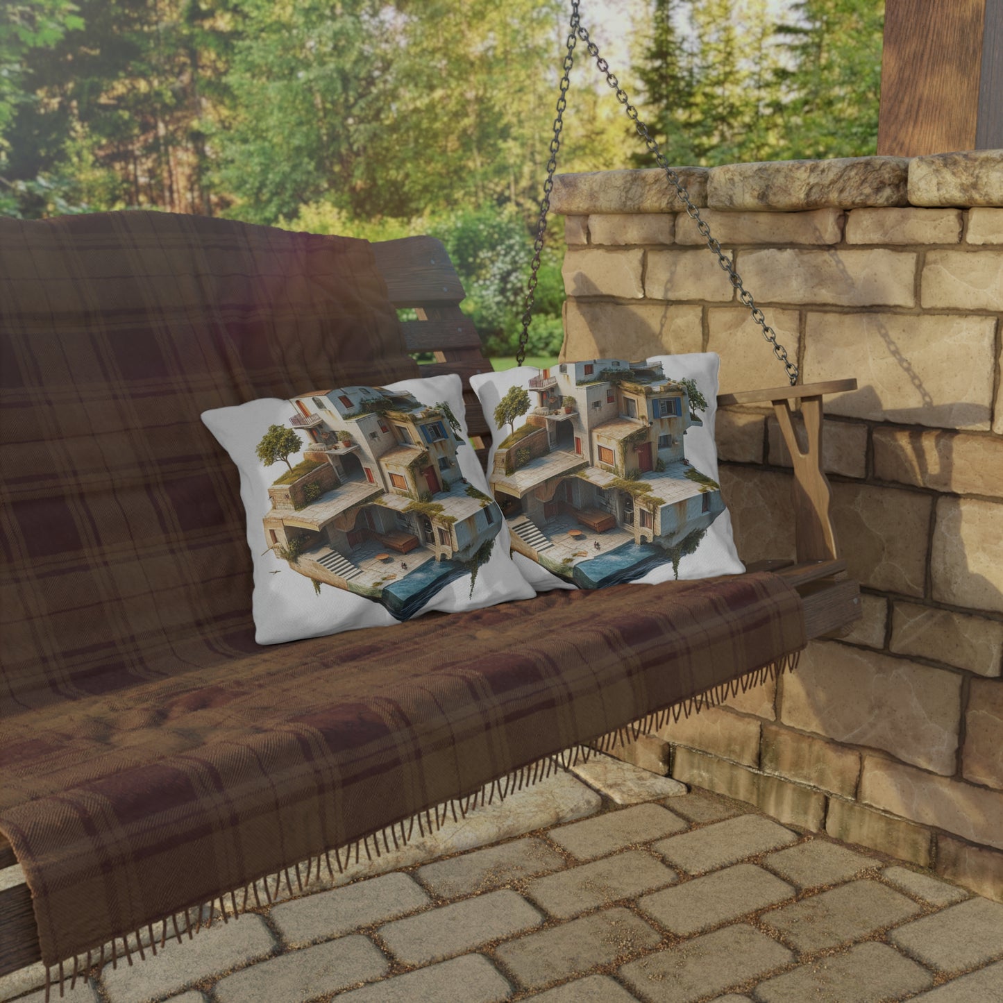 Whimsical Outdoor Pillows with Dreamy House Design - Perfect for Home Décor and Gifts