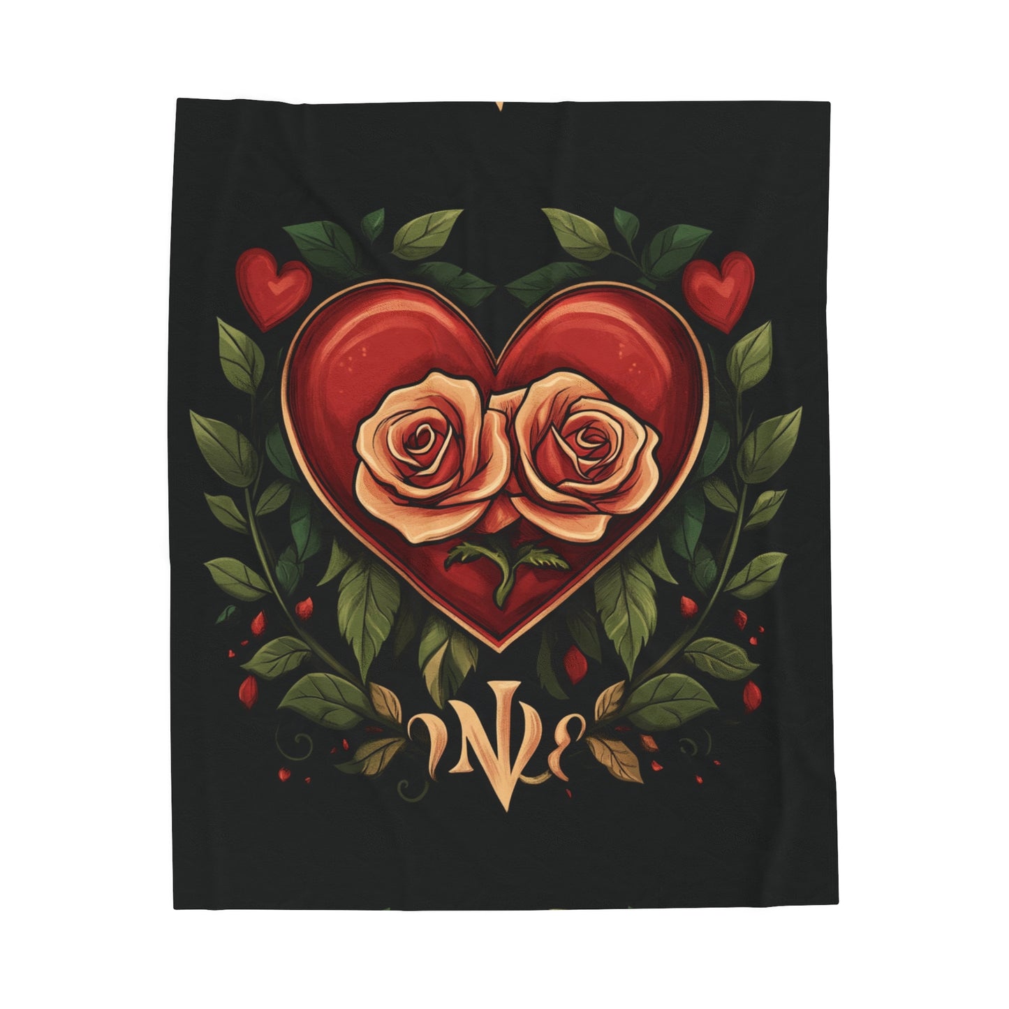 Black & Red Hearts - Velveteen Plush Blanket
