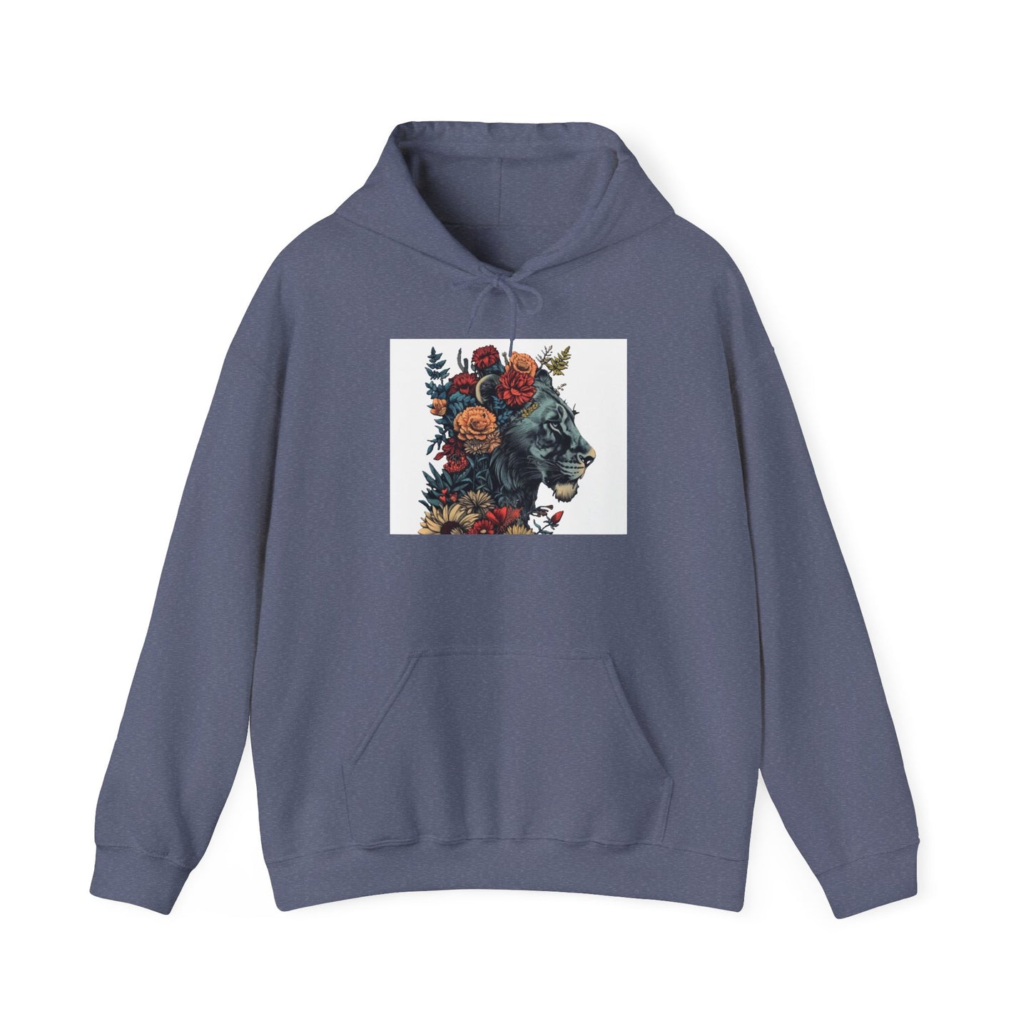 Lion with Floral Head Dress - Unisex Heavy Blend™ Hooded Sweatshirt