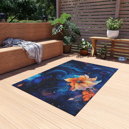 Vibrant Floral Outdoor Rug – Elegant Garden Decor for Patios and Decks
