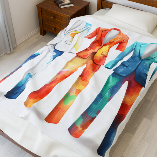 Stylish Velveteen Plush Blanket with Colorful Suit Designs, Cozy Gift for Fashion Lovers, Home Decor, Artwork Throw, Wedding Gifts, [...]