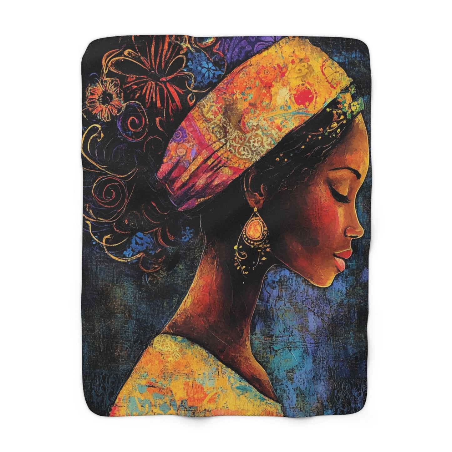 Elegant Sherpa Fleece Blanket - Colorful Artistic Design for Cozy Comfort
