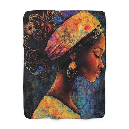 Elegant Sherpa Fleece Blanket - Colorful Artistic Design for Cozy Comfort
