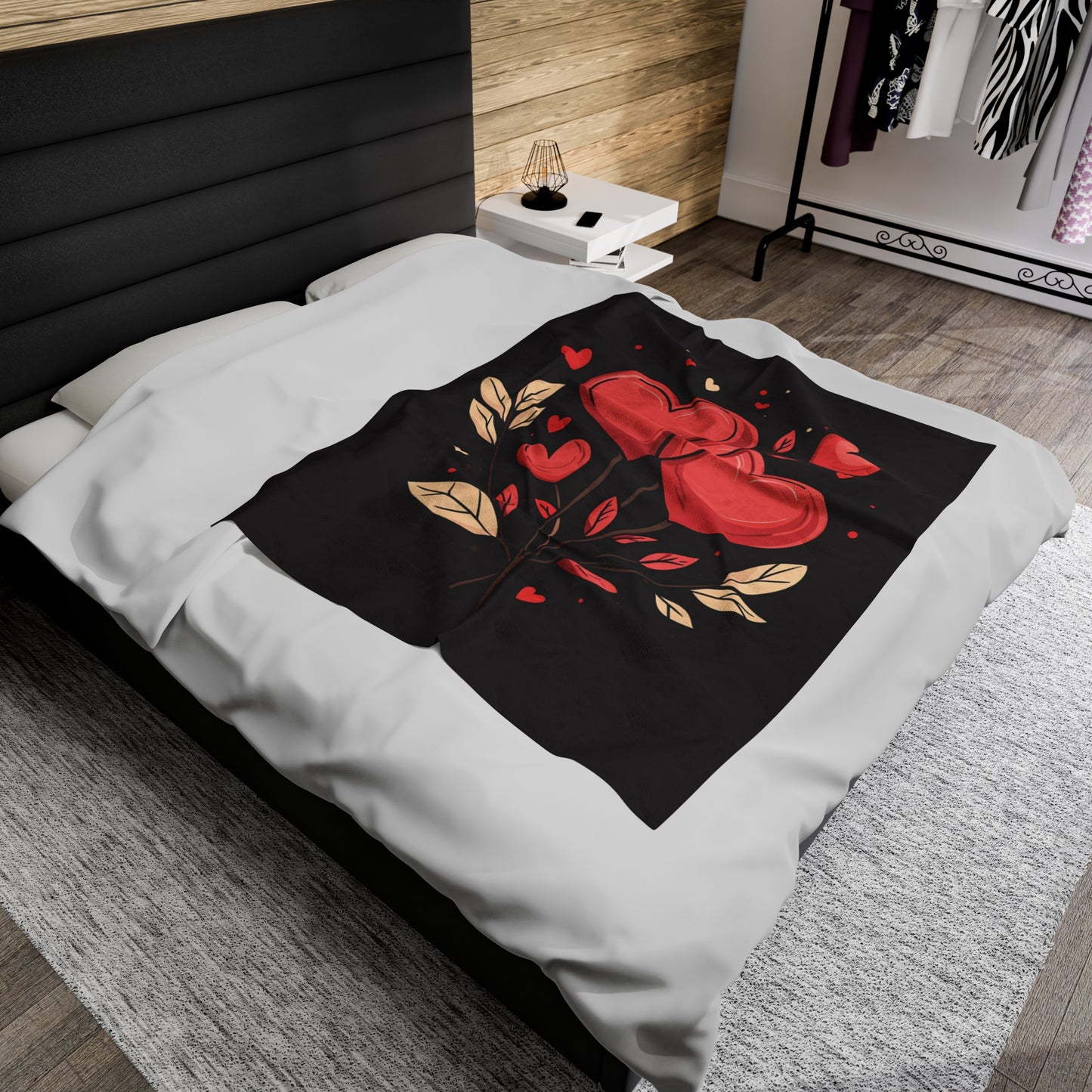 Heart Flowers - Velveteen Plush Blanket