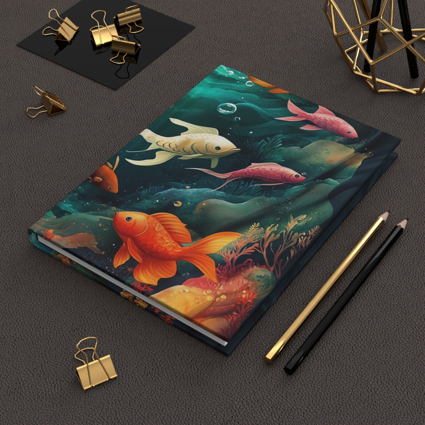 Underwater Goldfish Hardcover Journal - Matte Finish, Perfect for Nature Lovers