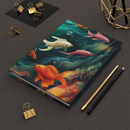 Underwater Goldfish Hardcover Journal - Matte Finish, Perfect for Nature Lovers