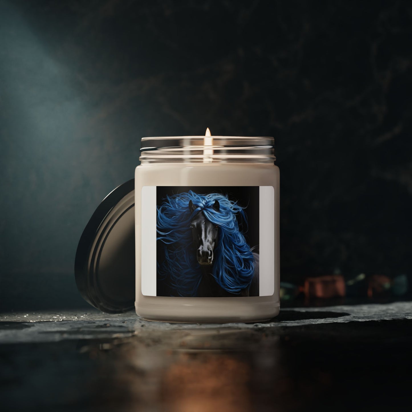 Blue Horse w/Blue Silky Hair Scented Soy Candle, 9oz