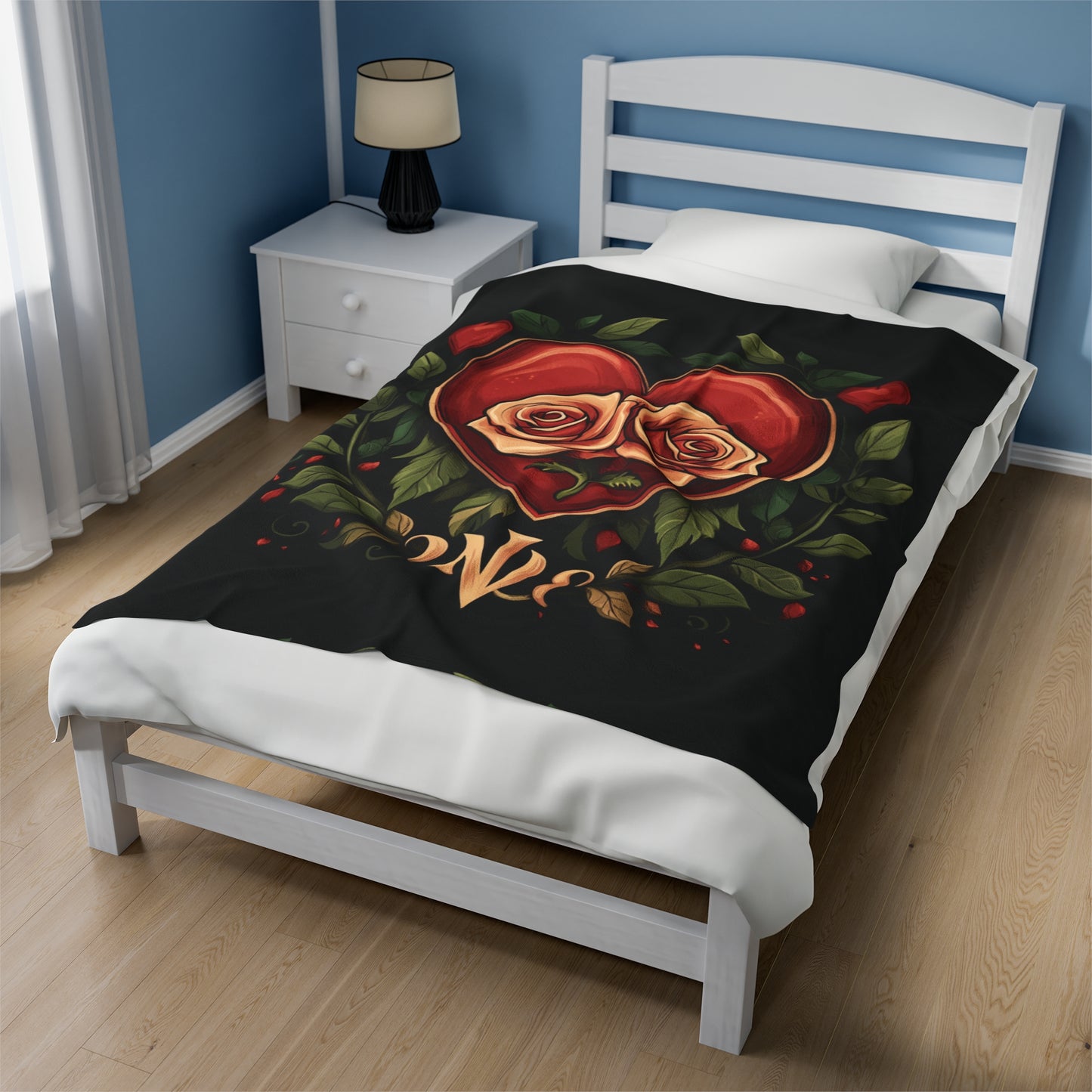 Black & Red Hearts - Velveteen Plush Blanket