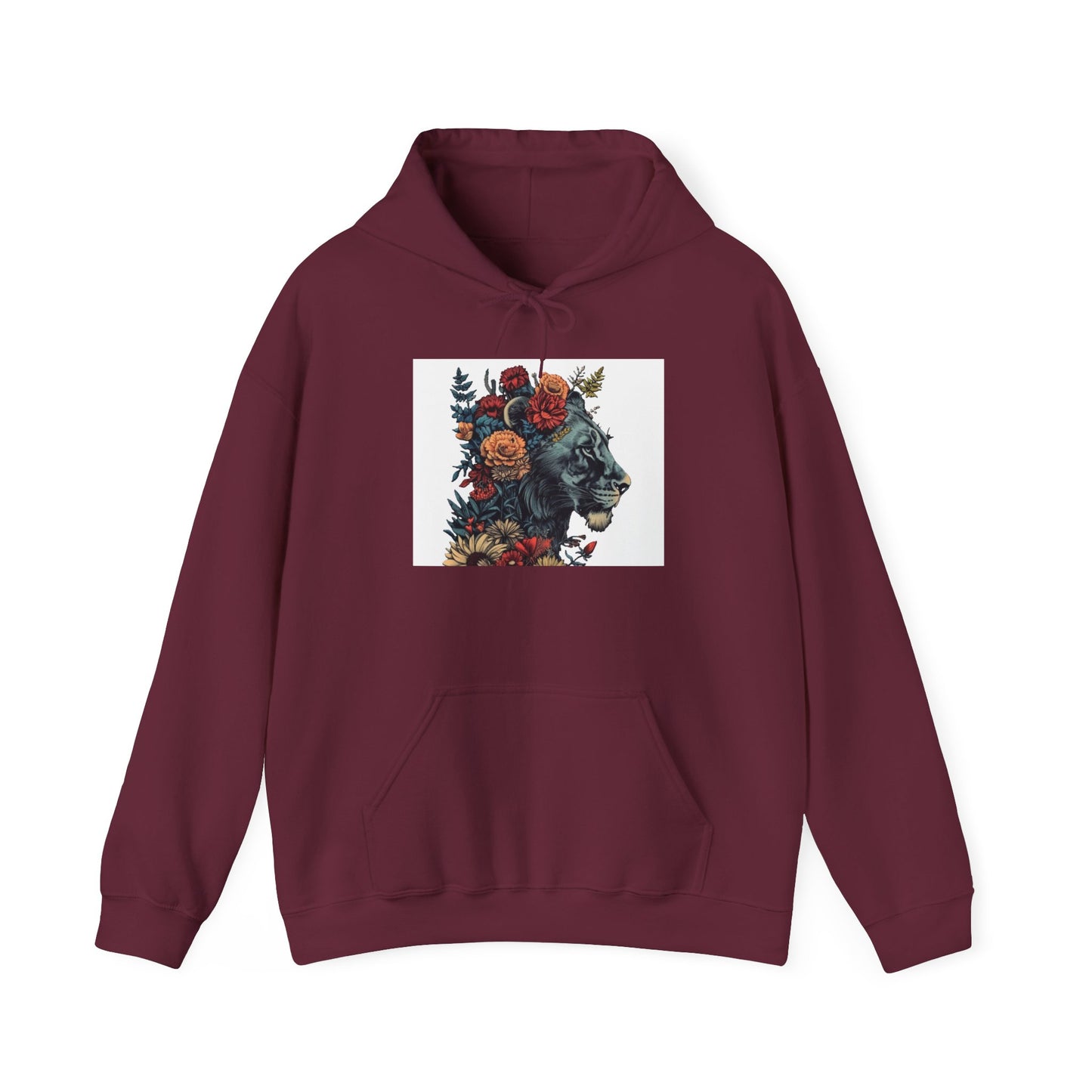 Lion with Floral Head Dress - Unisex Heavy Blend™ Hooded Sweatshirt