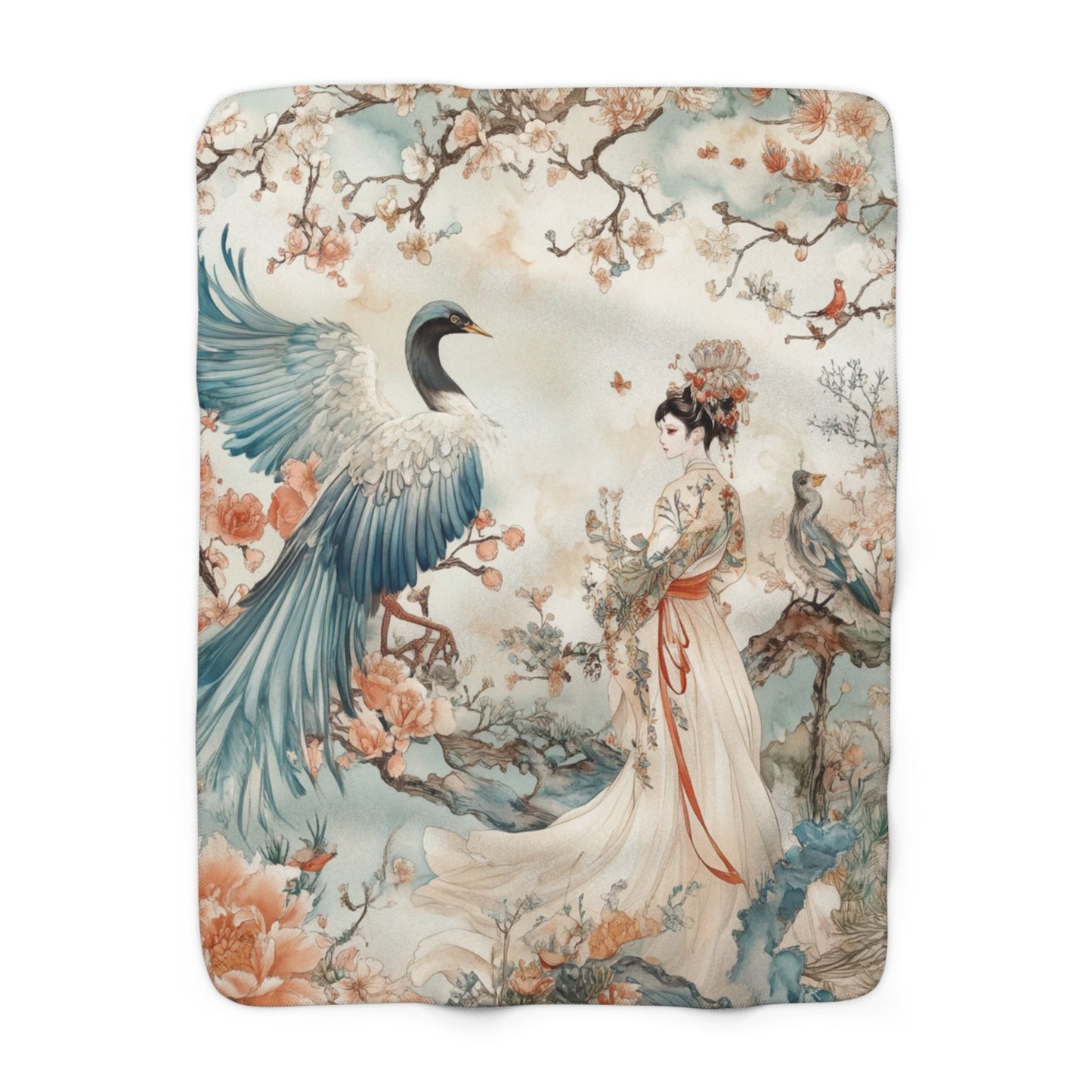 Elegant Floral Sherpa Fleece Blanket - Cozy Spring Decor for Home & Gifts