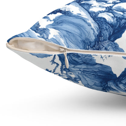 Spun Polyester Square Pillow - Chinoiserie Aesthetic