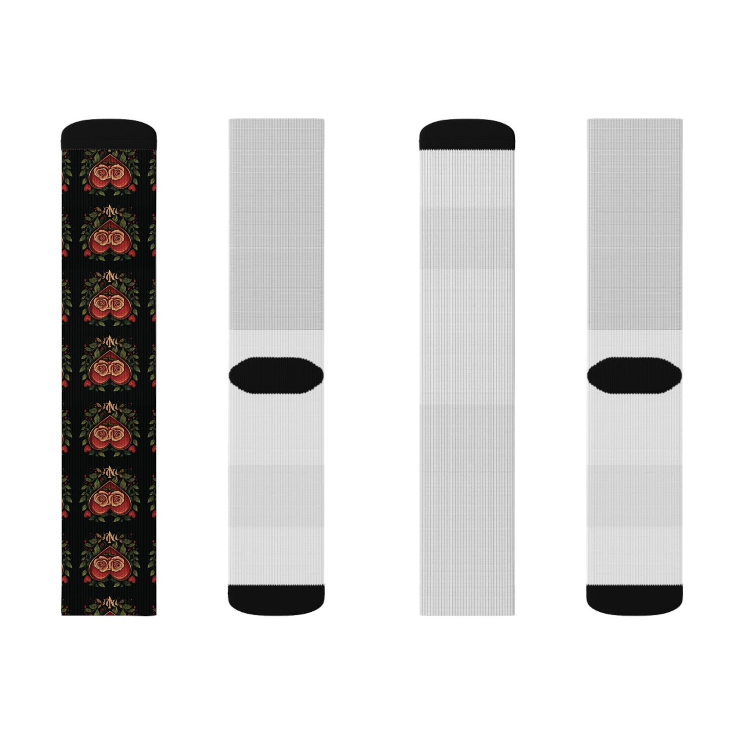 Black & Red Hearts - Sublimation Socks