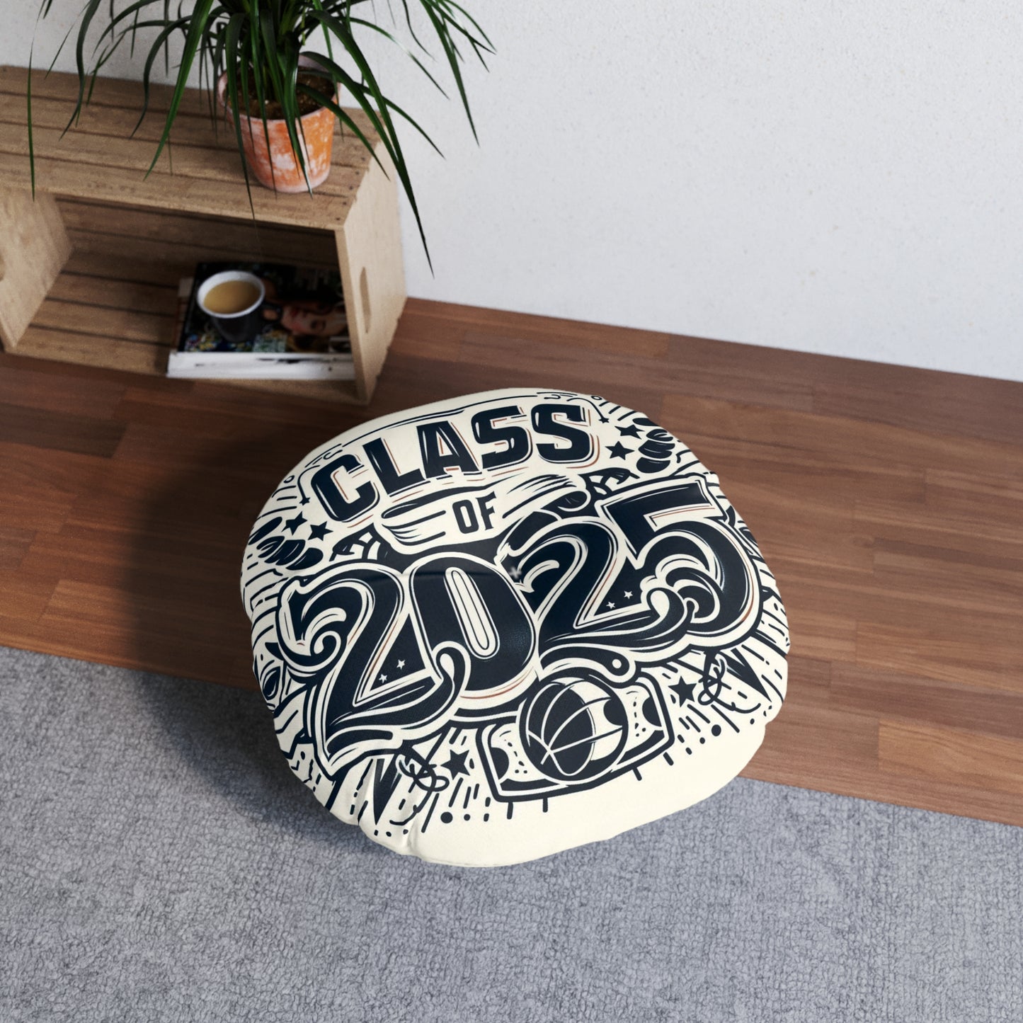 Class of 2025 Tufted Floor Pillow, Round | Graduation Gift, Home Decor, College Essentials, Cozy Seating, Unique Celebration