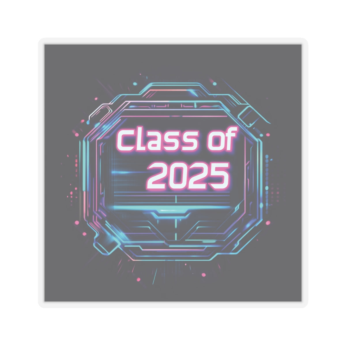 Class of 2025 Tech-Inspired Kiss-Cut Stickers for Graduates