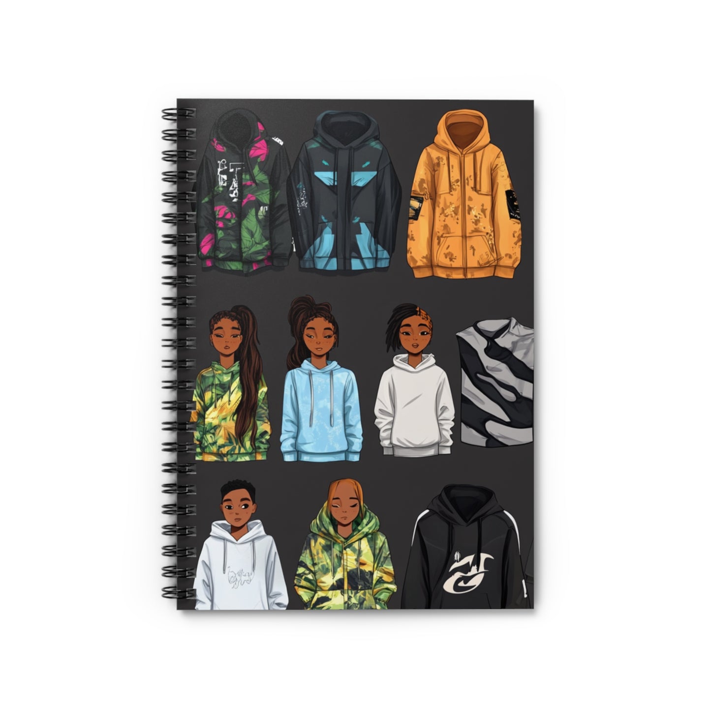 Trendy Kids' Fashion Spiral Notebook - Ruled Line, Fun Hoodies & Jackets Design
