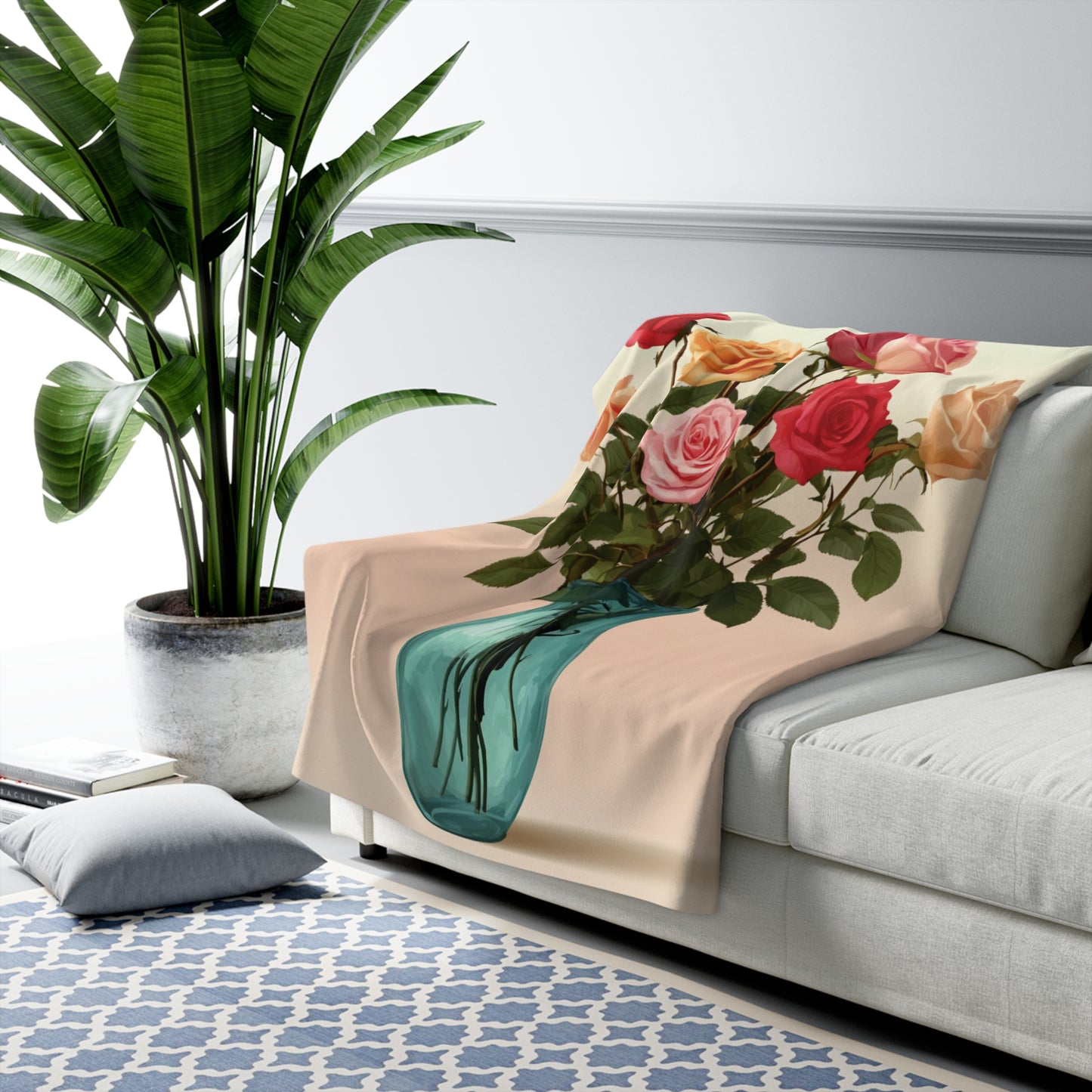 Flowers in Vase- Sherpa Fleece Blanket