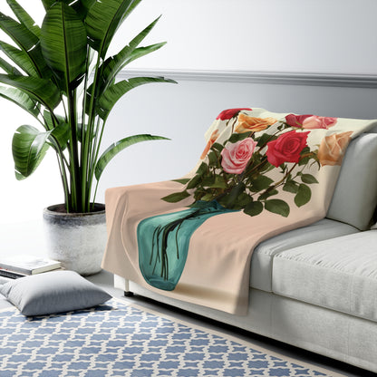 Flowers in Vase- Sherpa Fleece Blanket