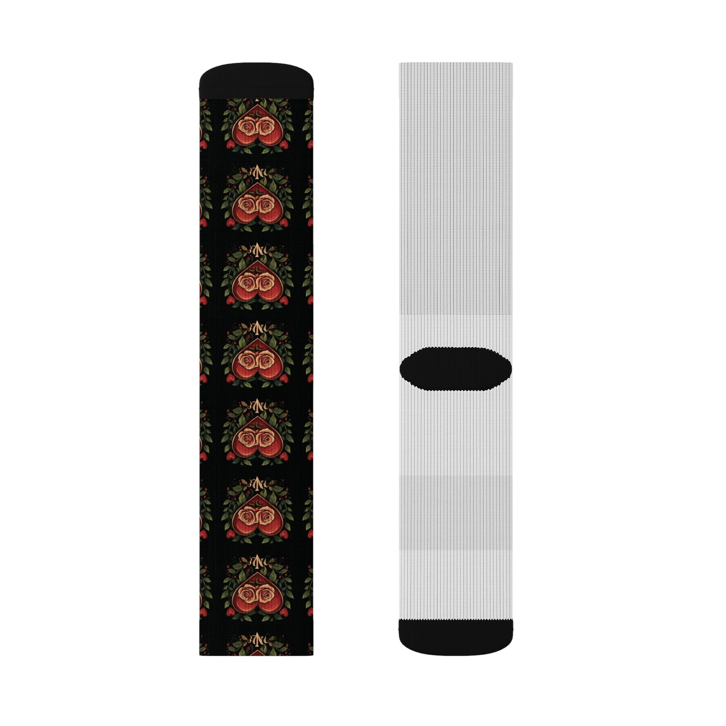 Black & Red Hearts - Sublimation Socks