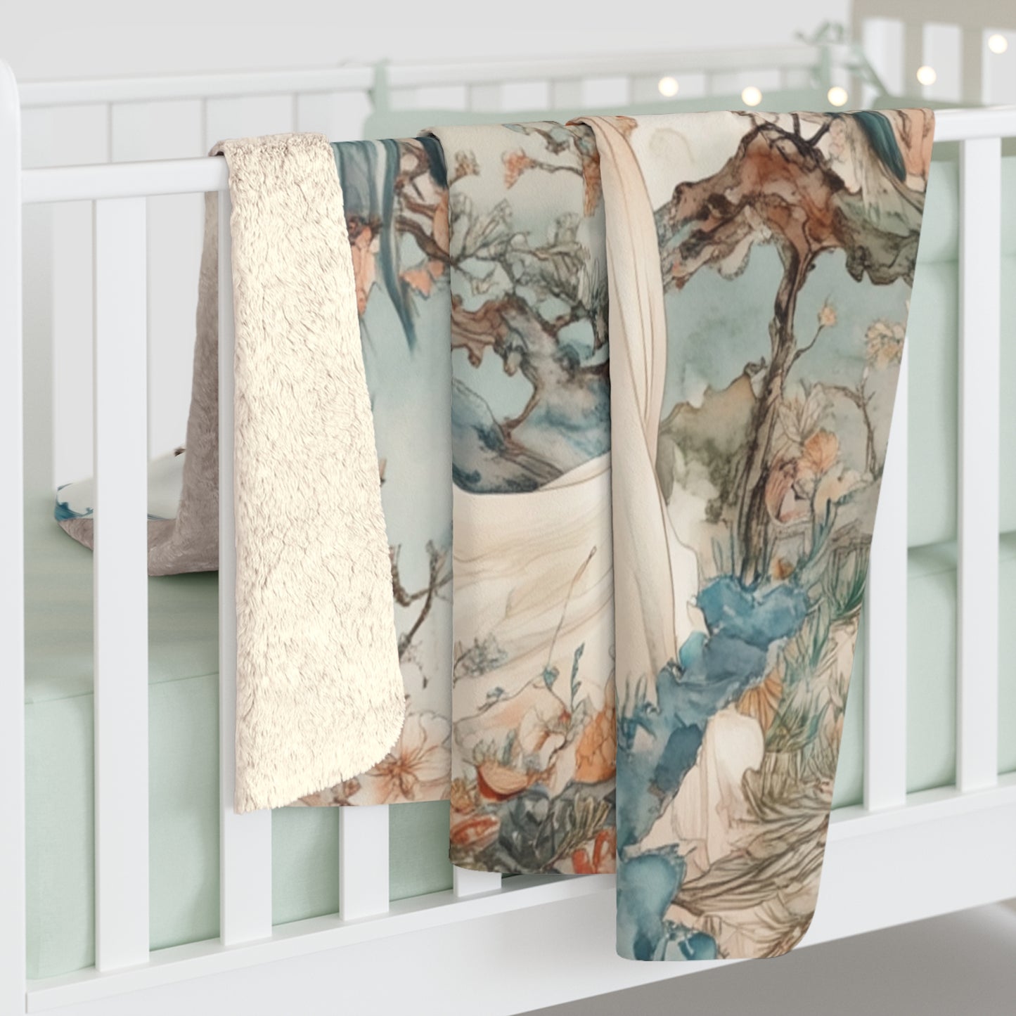 Elegant Floral Sherpa Fleece Blanket - Cozy Spring Decor for Home & Gifts