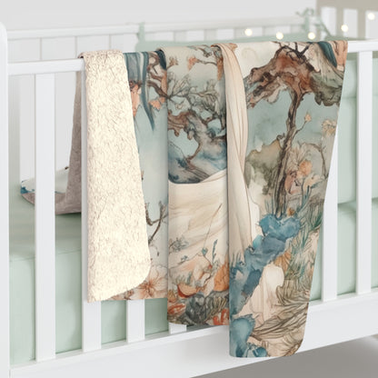 Elegant Floral Sherpa Fleece Blanket - Cozy Spring Decor for Home & Gifts