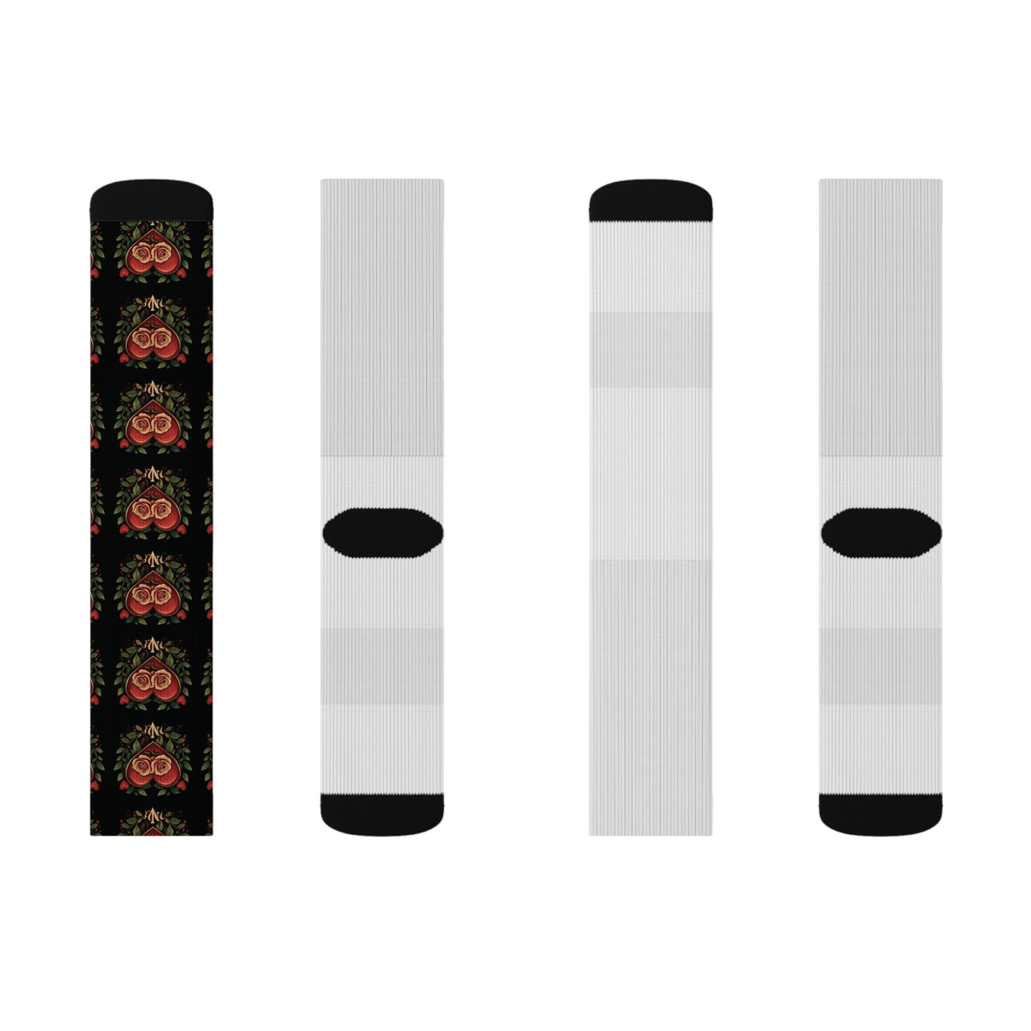 Black & Red Hearts - Sublimation Socks