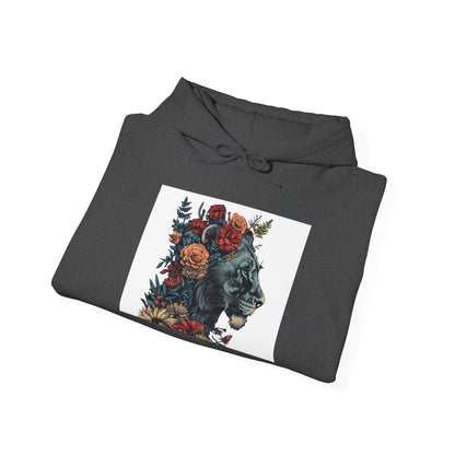 Lion with Floral Head Dress - Unisex Heavy Blend™ Hooded Sweatshirt