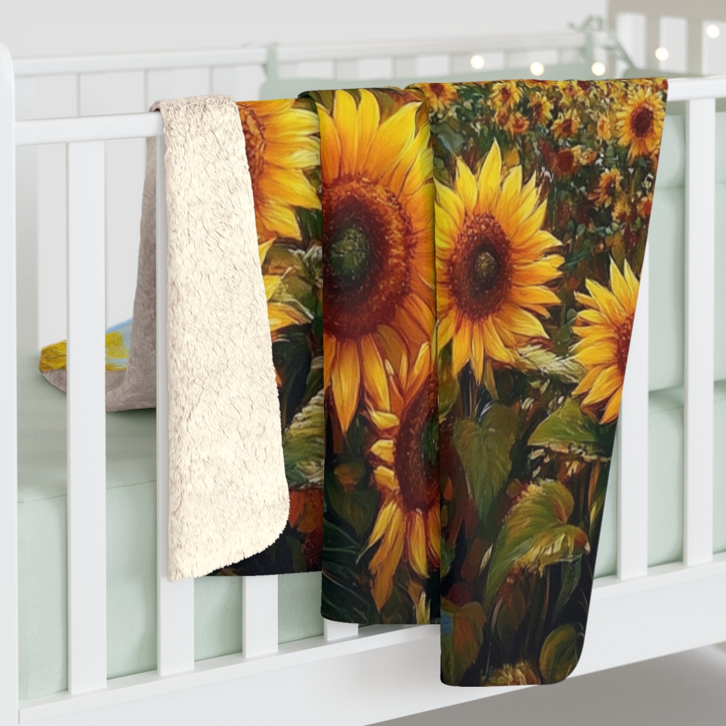 Sunflower Sunset Sherpa Fleece Blanket – Cozy Floral Warmth for Home Decor