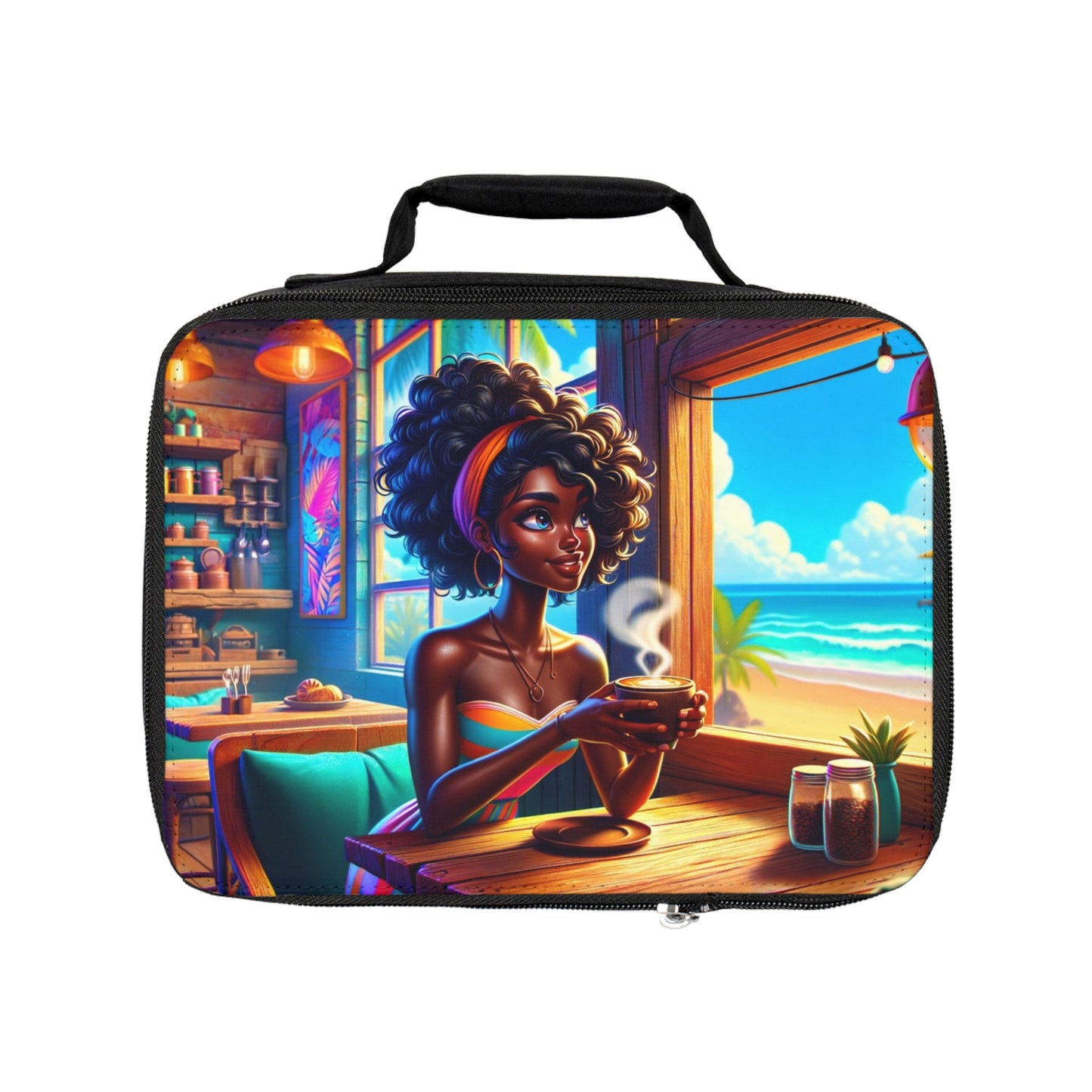 Stylish Beach Vibe Lunch Bag, Insulated Tote, Eco-Friendly Lunchbox, Summer Picnic Essential, Fun Gift for Foodies
