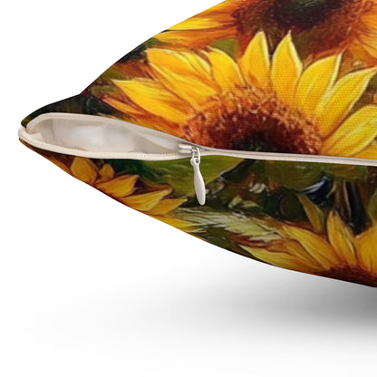 Vibrant Sunflower Square Pillow - Floral Home Decor