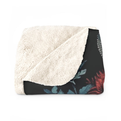Lion Head with Flowers - Sherpa Fleece Blanket - Click me to see Image